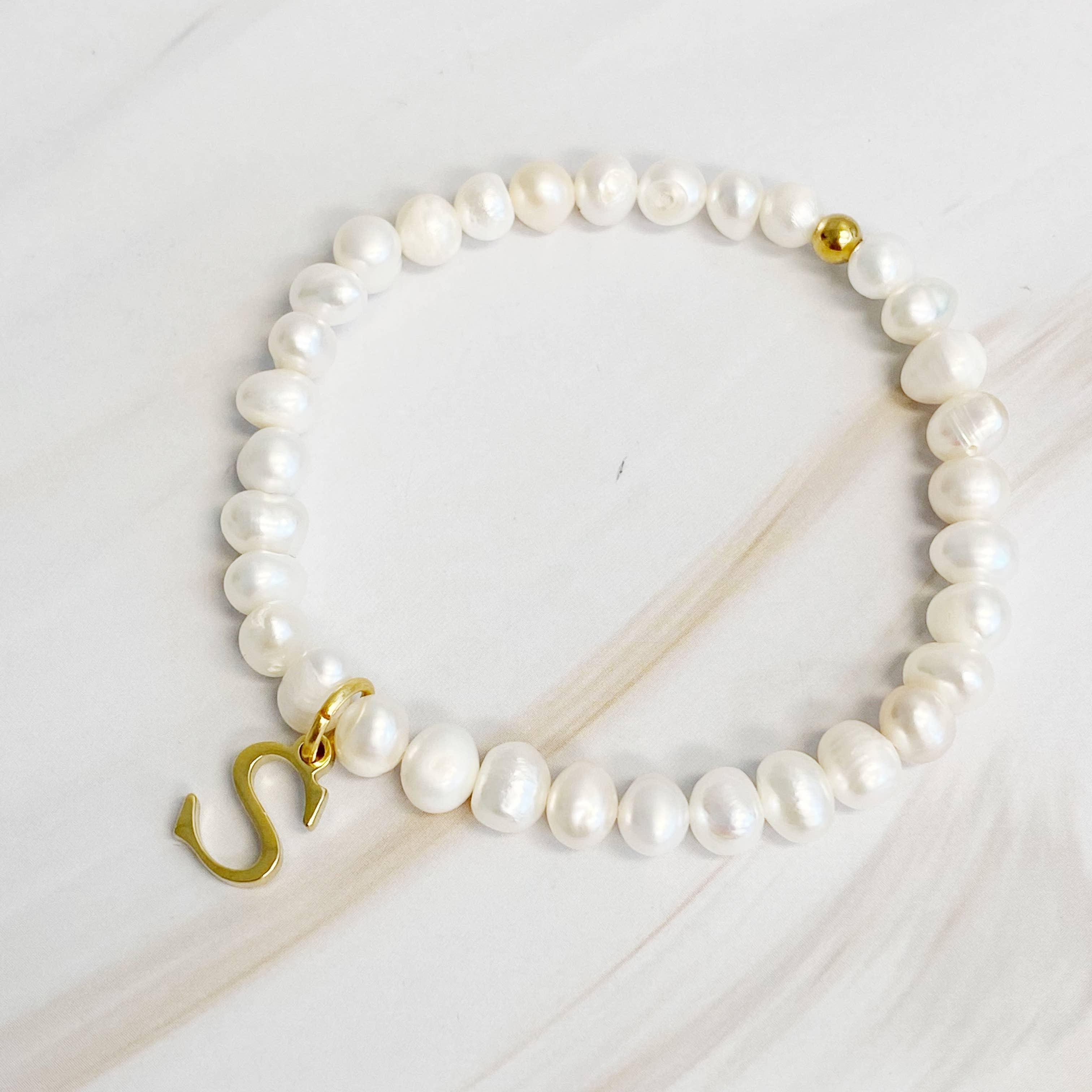 Ellison+Young - Wholesale Charm/Dangle Bracelet - Freshwater Pearl Initial Charm Bracelet10