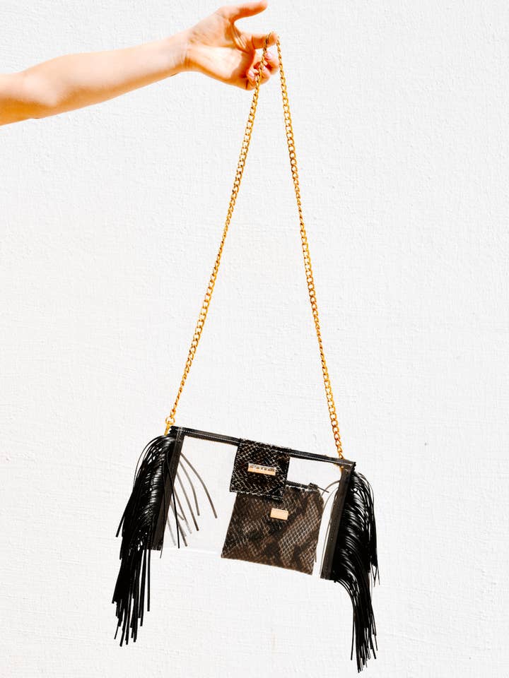 La Clear Crossbody — 'Pelle di Serpente' Carbone per la vendita all'ingrosso da parte di KMC Handbags