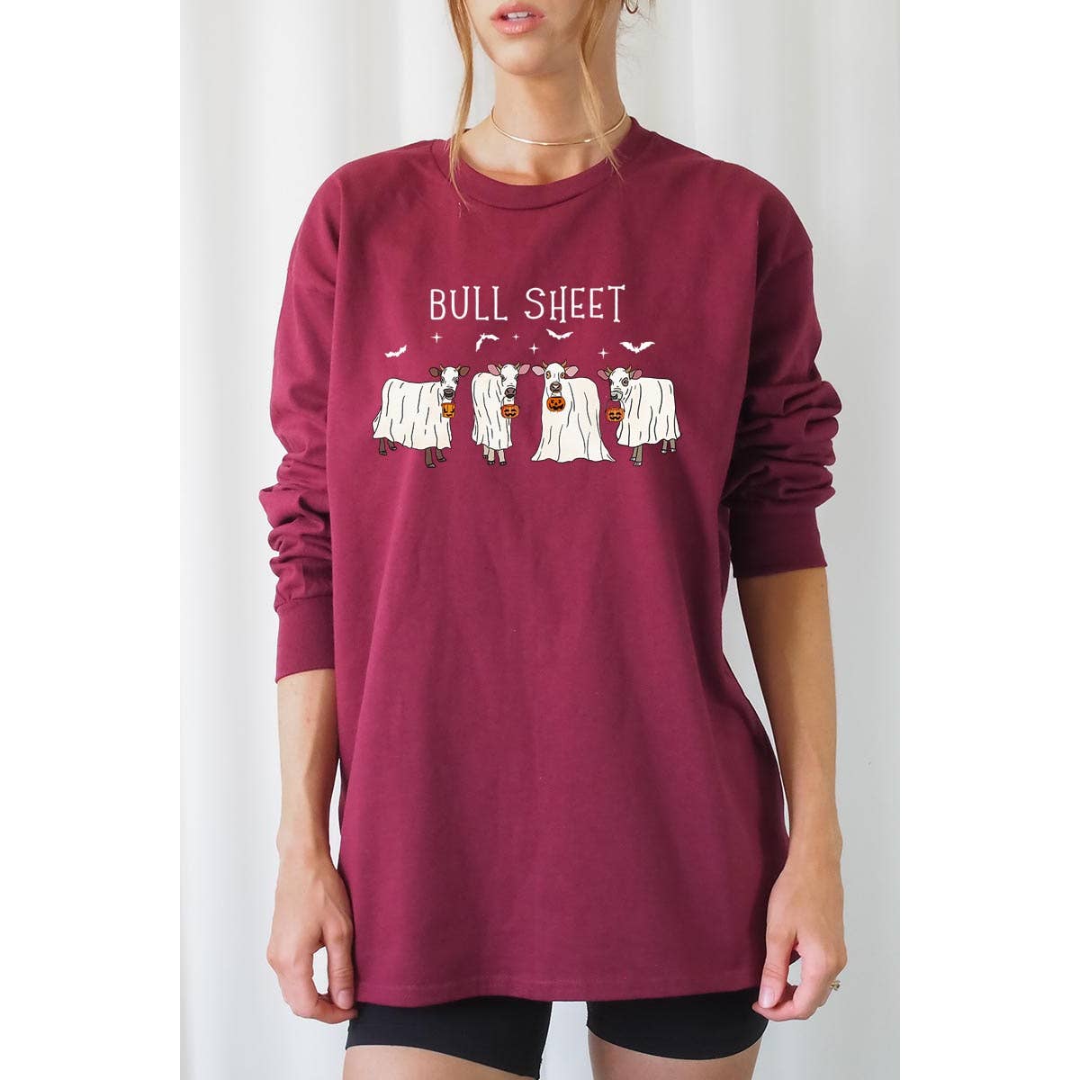 COLORBEAR - Wholesale Graphic Sweatshirt - Women's - BULL SHEET,HALLOWEEN,GHOST COWS UNISEX RIB CUFFS LONG3