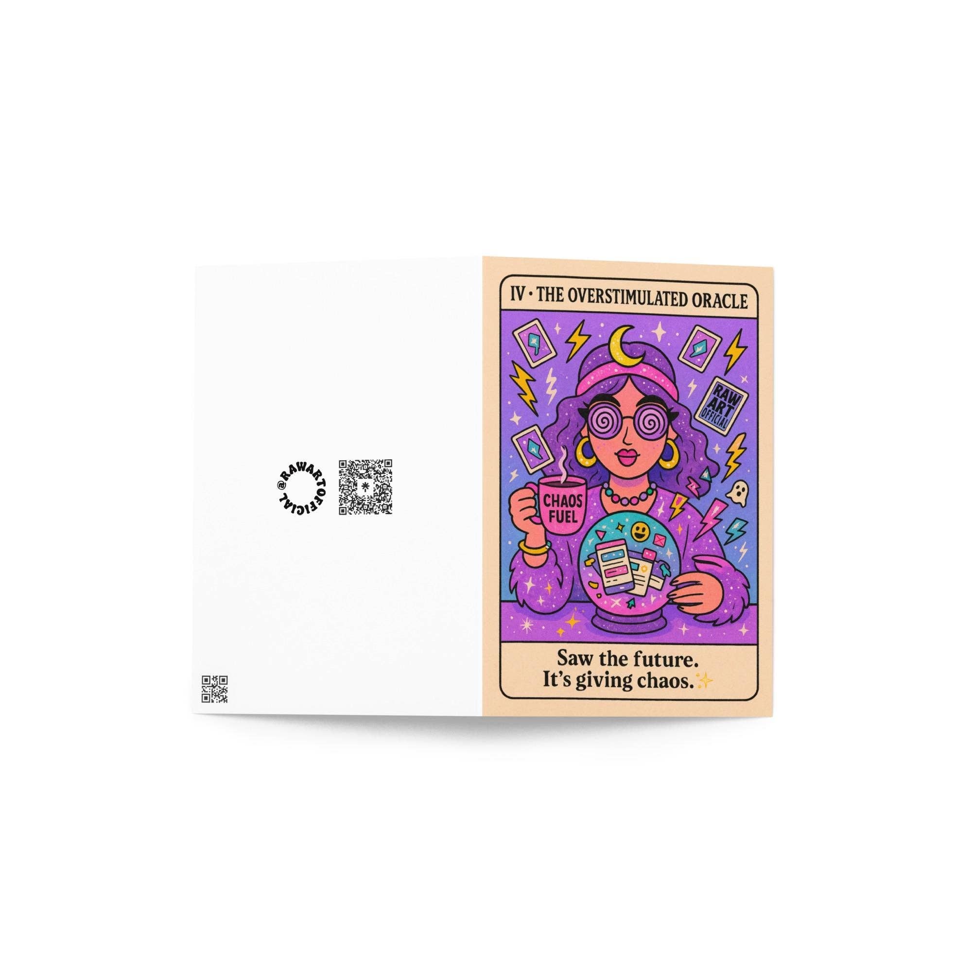 Hot Mess Paper Co. - Wholesale Everyday Greeting Card - Unhinged Overstimulated Oracle Card: Funny Witchy Greeting Card3