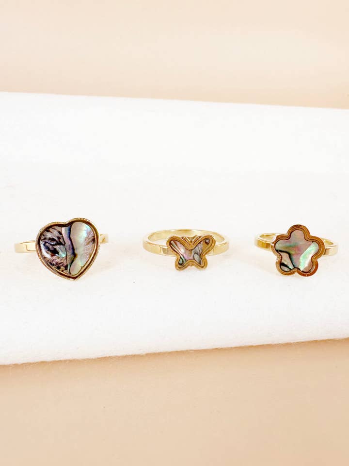 3 Anéis perolados cinza em aço inoxidável por atacado de D Bijoux