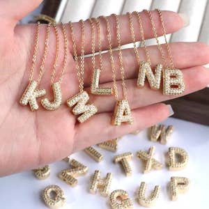 Solid Gold Small Initial Letter Charm Necklace by Lily & Roo