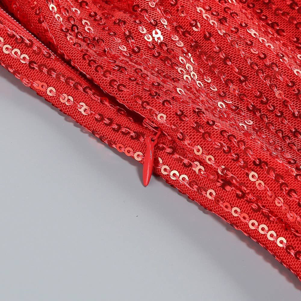 Productseeker - Wholesale Formele jurk - Dames - DR843 Rode Paillettenjurk met Split – Glamoureuze Feestjurk voor de Feestdagen10