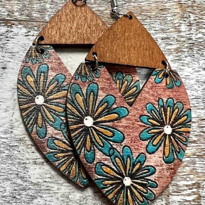 Kims Korner - Wholesale Stud/Post Earrings - *NEW* Garden Grace Painted Wood Earrings
