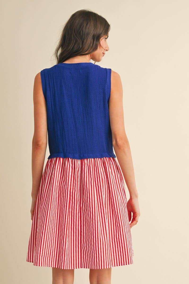 Vanilla Monkey - Wholesale Dress - Women's - Multi Star Patch Mix Media Mini Dress1