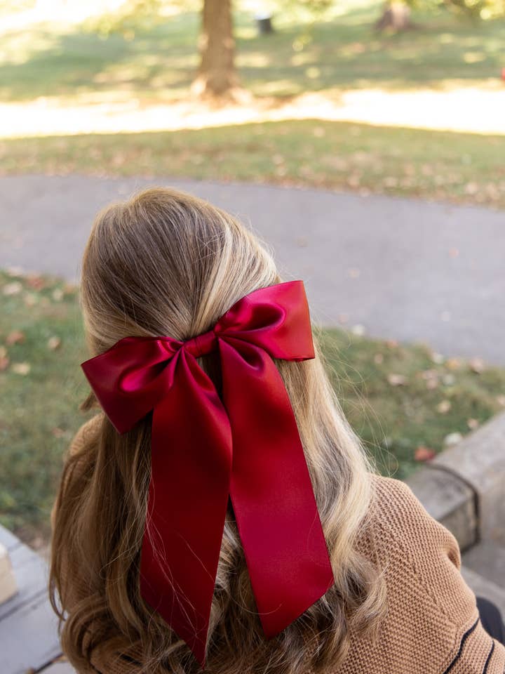 Oversized Satin Hair Bow Barrette for Women | Bailee Bow OS for wholesale by Grace & Grandeur