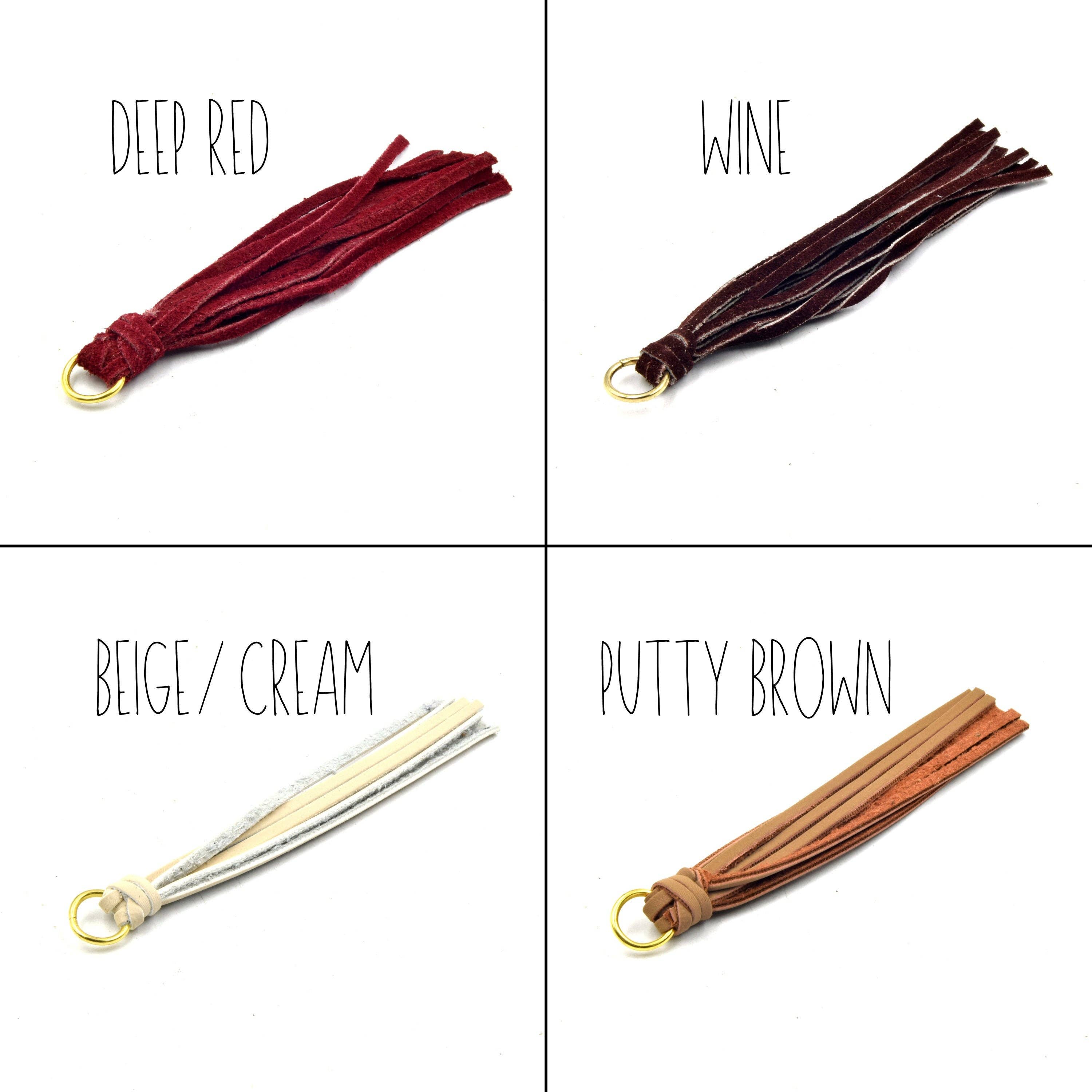 Only Beads - Wholesale Individual Charm/Pendant - Tassels | 5 inch Faux Suede Tassel on Gold Jump Ring | Beige, Brown, Red, Burgundy, Grey, Tan Tassel Pendants0