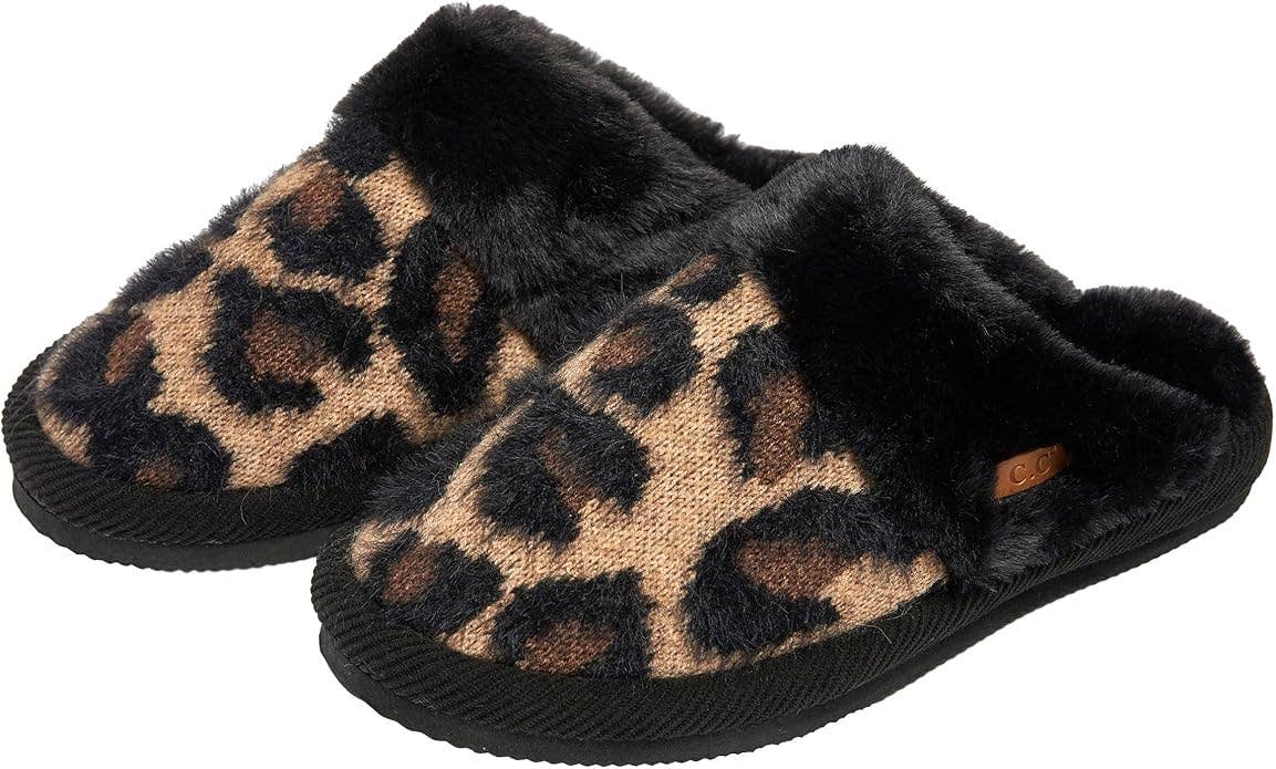 Funky Junque - Wholesale Slippers - Women's - Plush Slippers - Leopard - Latte0
