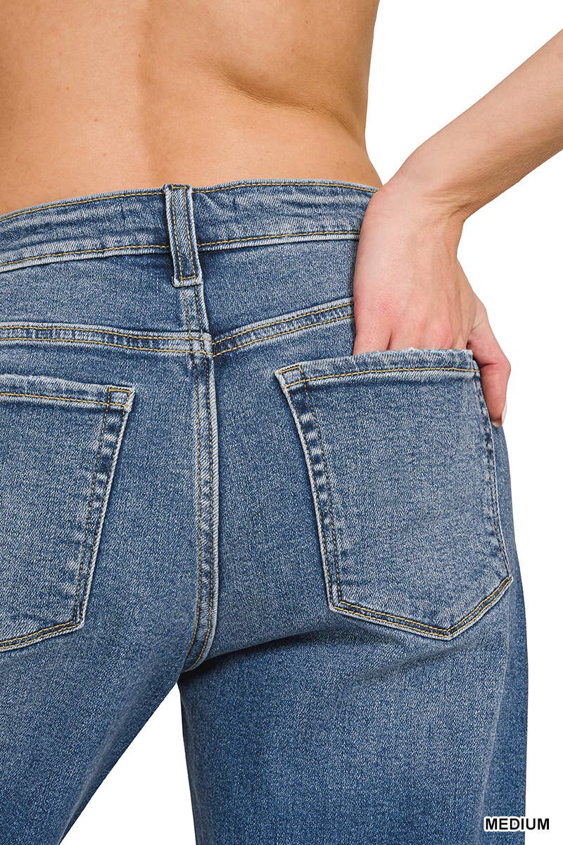 ._ SI-27257 High Waist Straight Leg Medium Wash Denim Pants for wholesale on Faire4