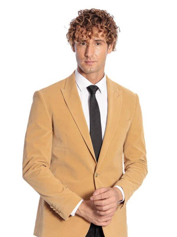 Blazer à revers large en velours abricot pour homme - Wessi pour la vente par Wessi
