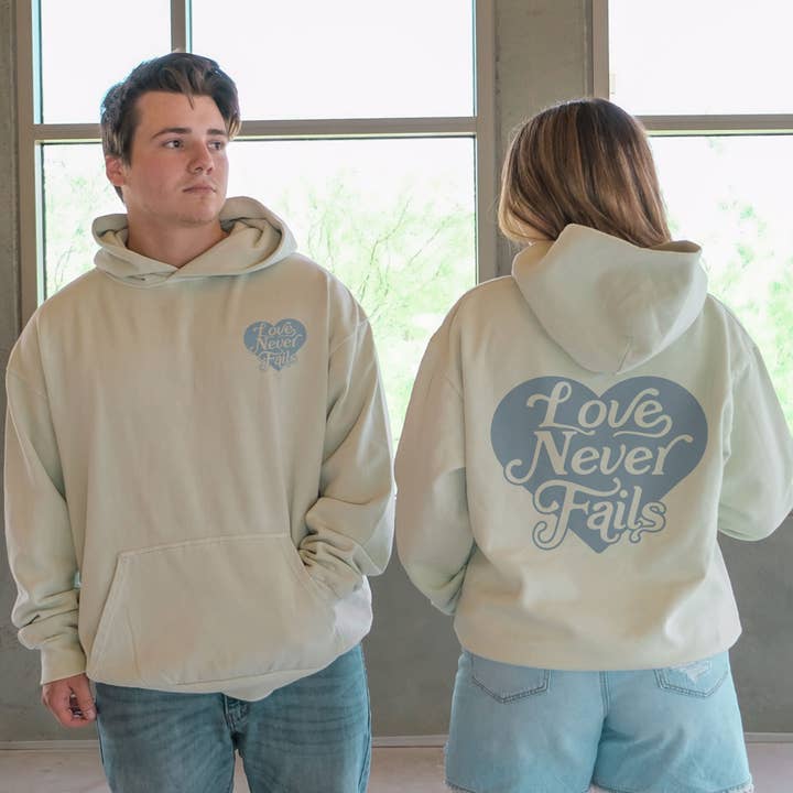 Love Never Fails Pullover Hoodie - Pistachio for wholesale by GLO- God's Love Overcomes