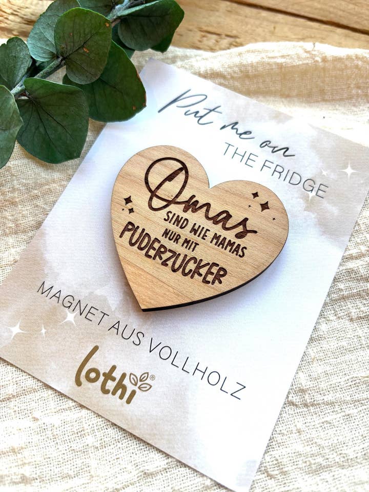 Magnet aus Holz | Kühlschrankmagnet | Holzmagnet | Vollholz | Oma | Großeltern | Geschenkidee für den Großhandel von Lothi