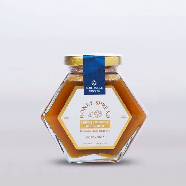 Tartinade au miel Blue Zones aux fruits de la passion et à l'ananas 190g/6,7 oz pour la vente par Blue Zones Nicoya