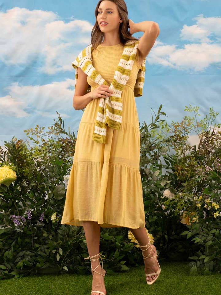 Blu Pepper - Venta al por mayor Vestido - Mujer - Vestido midi con volantes y cuerpo fruncido41