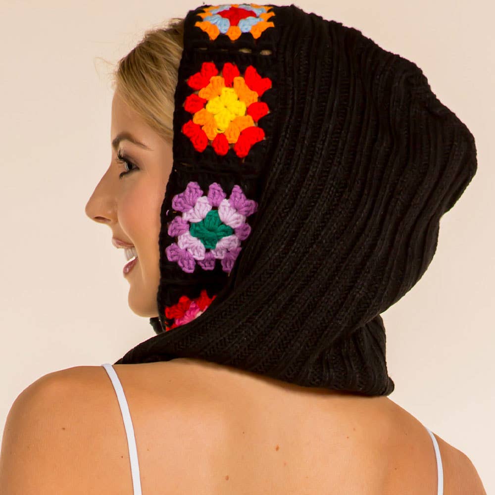 Sensibling Corp. - Wholesale Balaclava - Women's - Retro Handmade Crochet Granny Square Balaclava Hood Hat8
