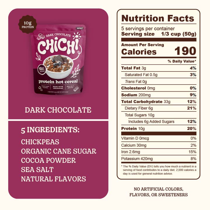 ChiChi Foods - Wholesale Breakfast Cereal - Protein Hot Cereal - Dark Chocolate (NEW!)1