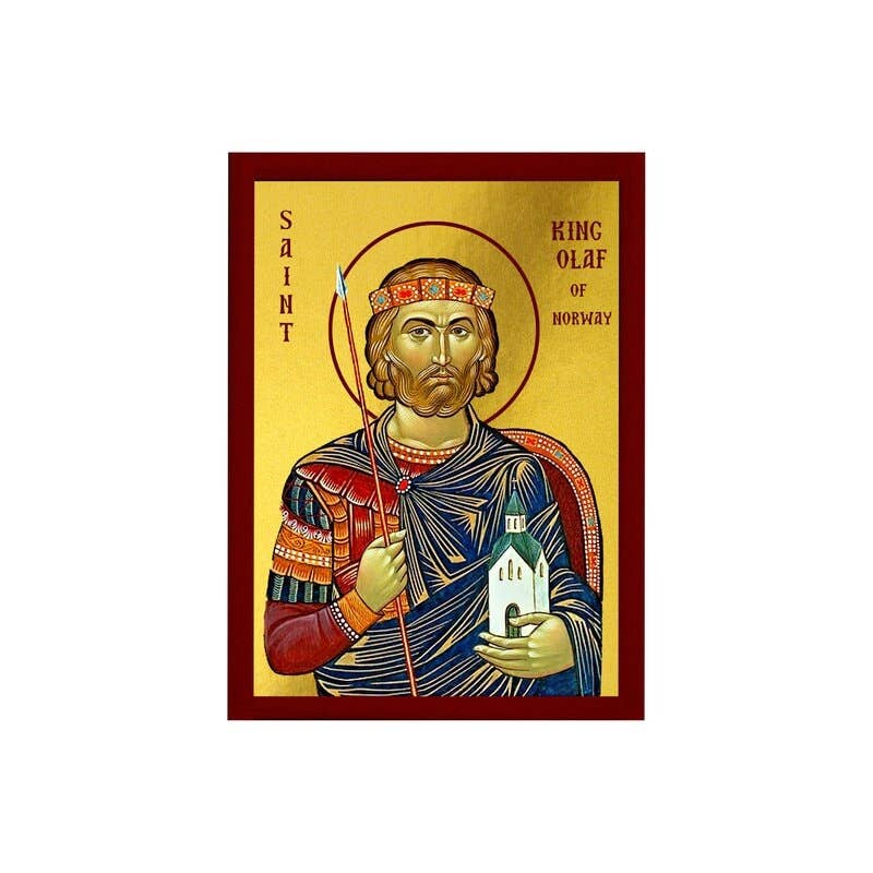 TheHolyArt – wholesale Religiöst kort – Saint King Olaf ikon, handgjord grekisk-ortodox ikon St kung Olaf II av Norge bysantinsk konstvägg hängande på träplaklikon, religiös dekor1