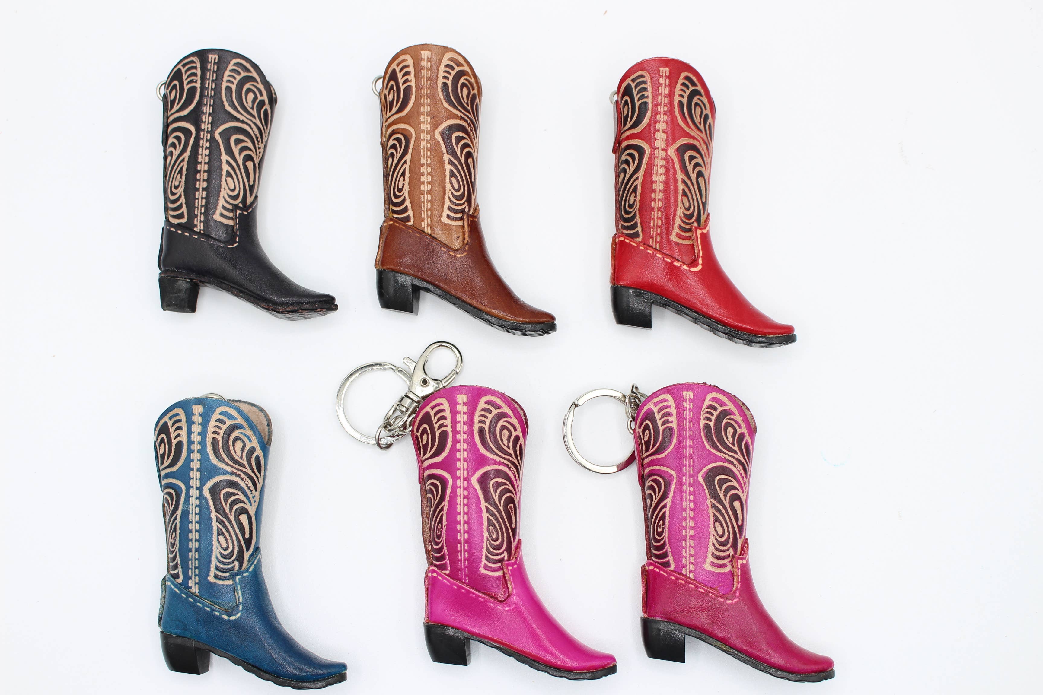 Sunflower Handmade leather inc - Wholesale Keychain - Women's - Handmade Leather Cowboy Boot Keychain Assorted Colors4