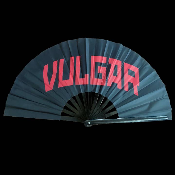 Expression Tees - Wholesale Handheld Folding Fan - VULGAR Large Concert Hand Fan - Foldable Handheld Madonna Fan, Perfect for Festivals, Raves, Abanicos de Mano para Fiesta