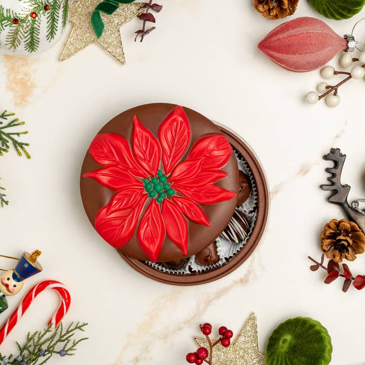 Poinsettia Box for wholesale by Enjou Chocolat