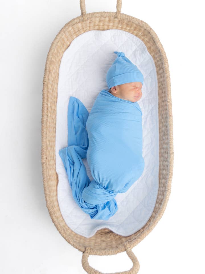 Strahlend azurblaues Bambus-Wickeltuch für den Großhandel von Elle & Mily