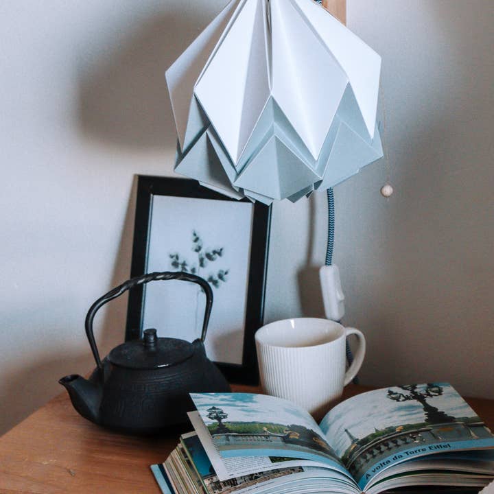 Tedzukuri Atelier - Vente Appliques - Luminaire mural en origami - Support en bois bicolore9