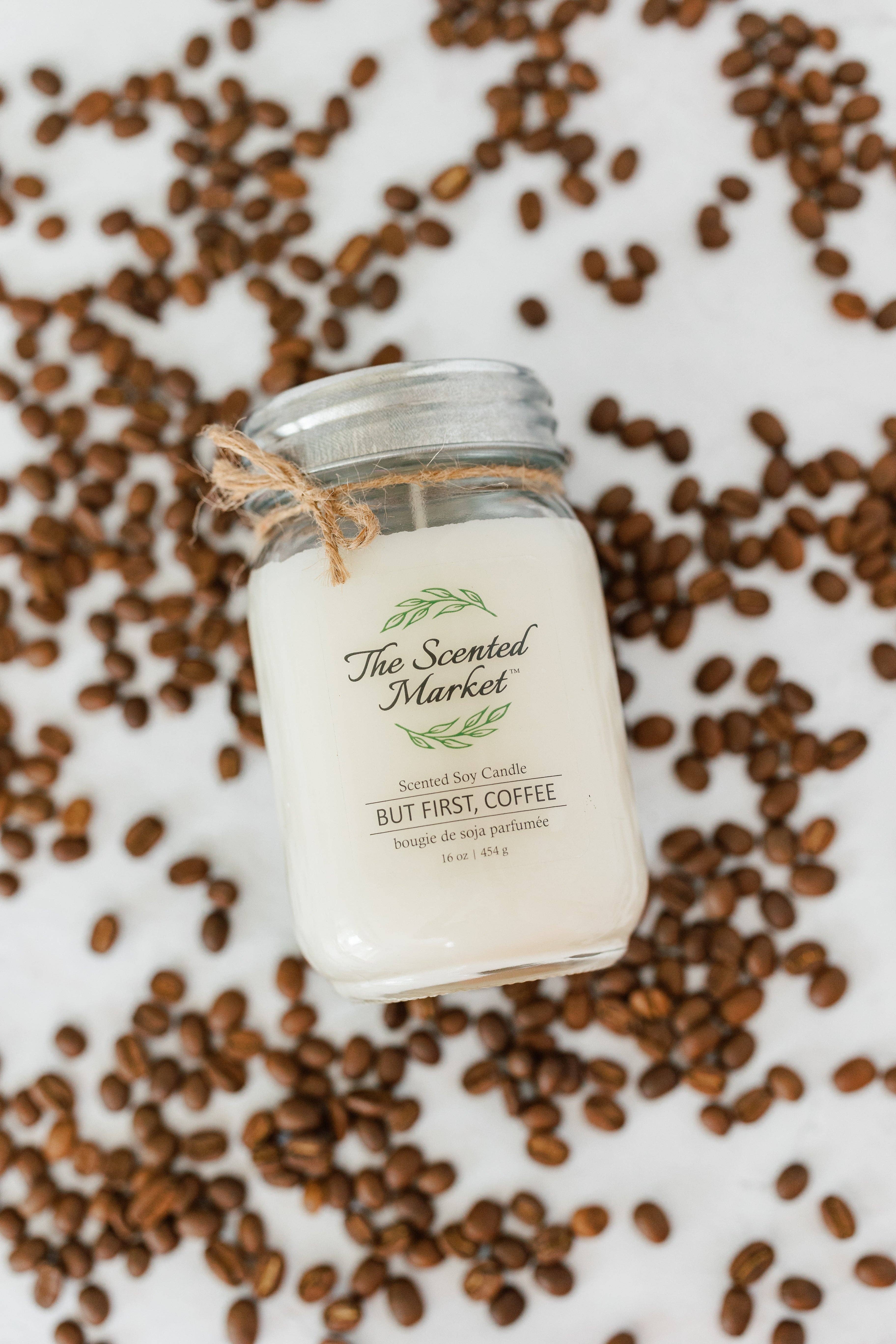 The Scented Market – wholesale Jar/filled candle – BUT FIRST, COFFEE Soy Wax Candle 16 oz4