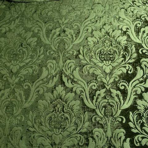 Fancy Styles Fabric – wholesale Fabric – NEW Queen Isabella Designer Damask Burnout Chenille Velvet Fabric Forest Green
