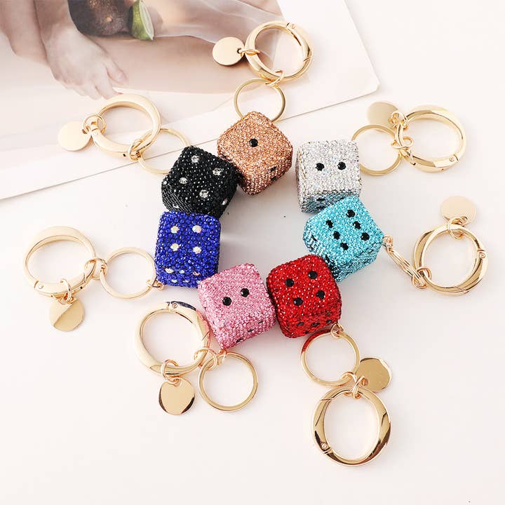 Fashion Dice Rhinestone Keychain for wholesale by MKS America