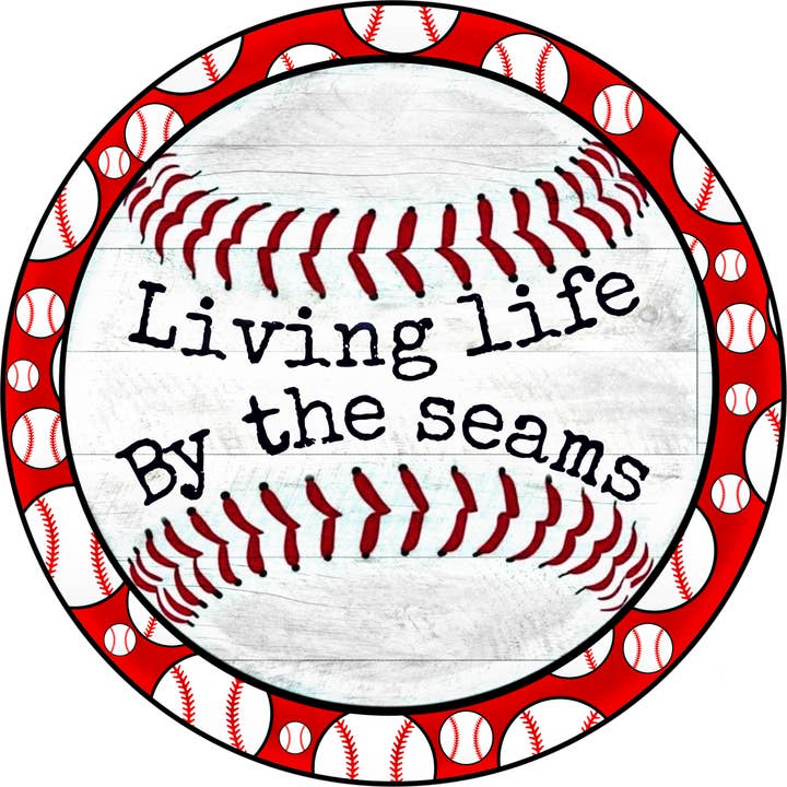 Baseball tecken, välkomstskylt, 18 ”trä rund skylt DECOE-299 för wholesale av DecoExchange