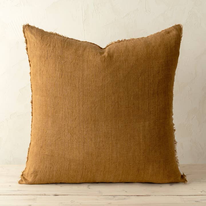 24x24 Lina Linen Pillow Gold for wholesale by INDABA HOME