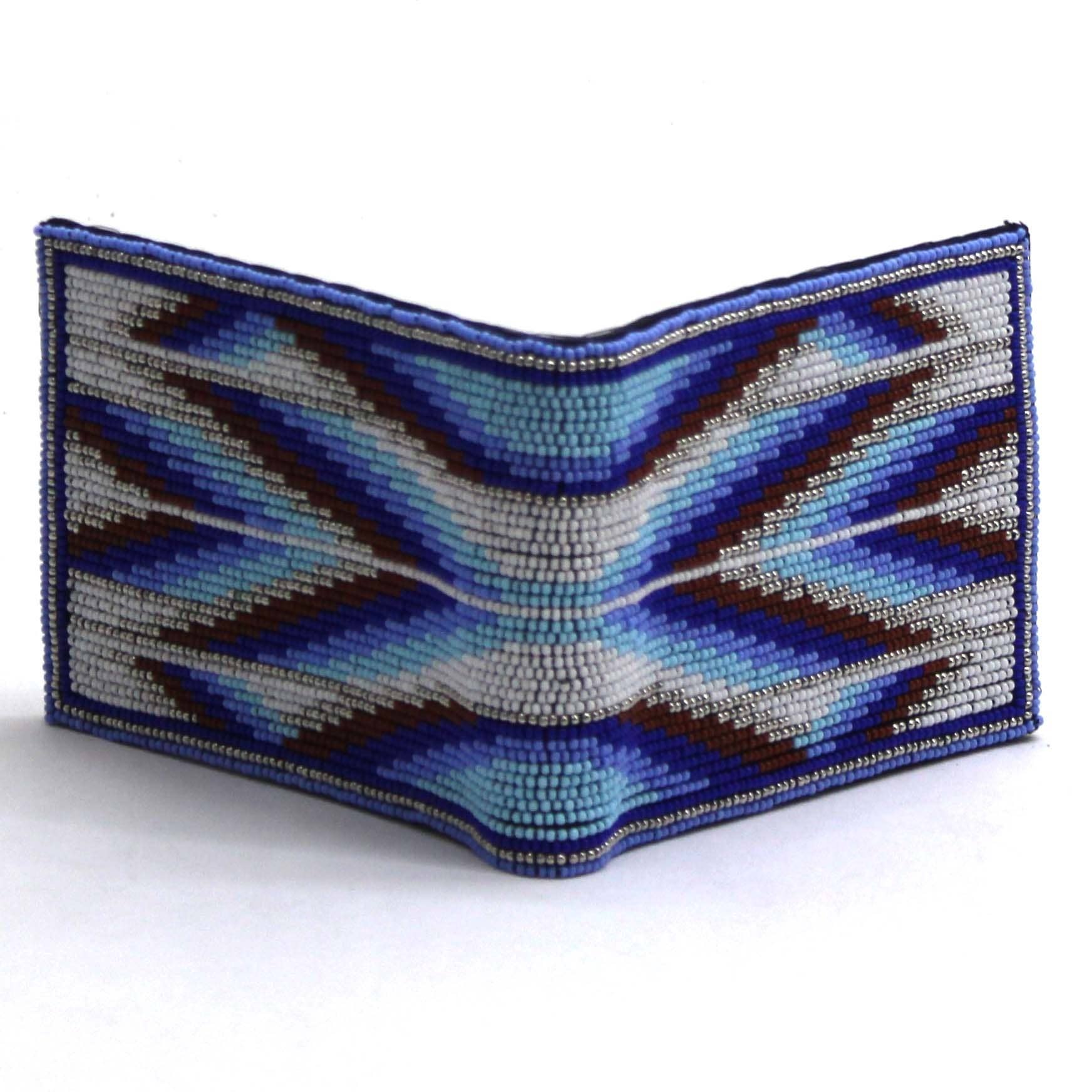 BEADS CORNER - Vente Portefeuille – homme - Portefeuille/bourse pour homme en cuir véritable fait main avec perles, style amérindien - Marron Jaune Feu7