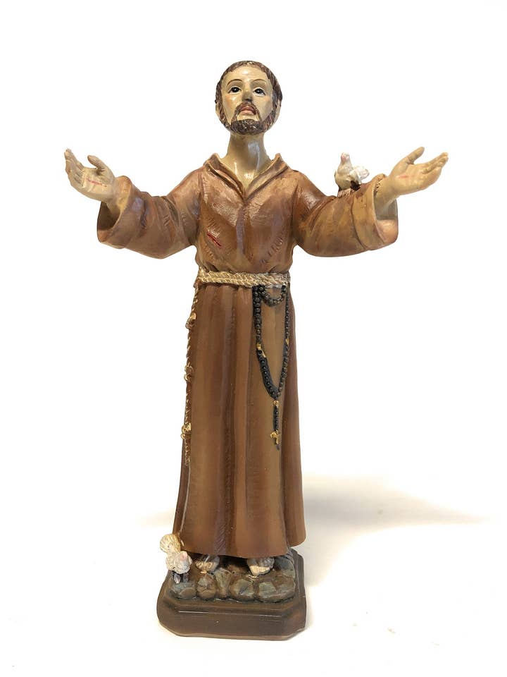 St. Francis of Assisi statue 12 cm in resin for wholesale by Costa Articoli Religiosi