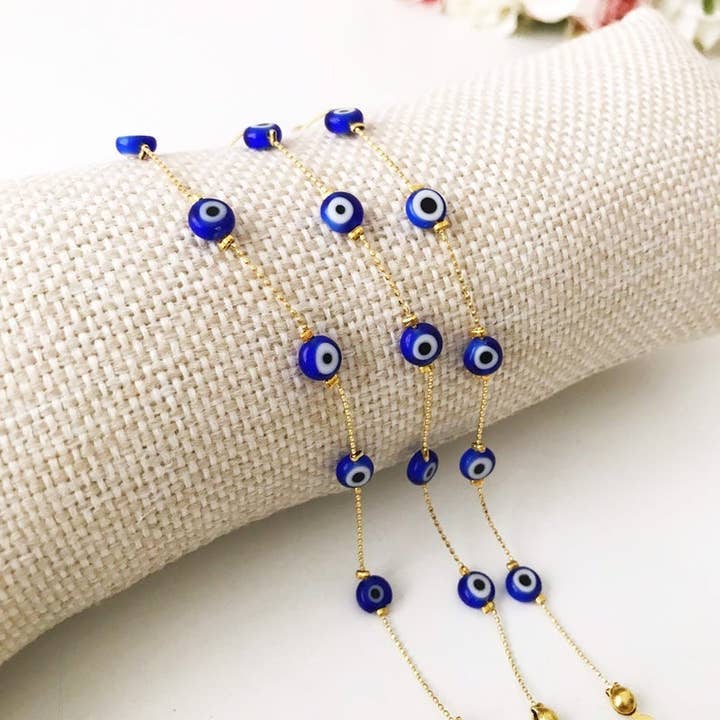 Evileyefavor – wholesale Smycken – Guld onda ögat armband Set, ARMRING armband, Tiny Evil Eye pärla armband