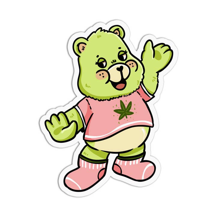 Canna Bear Textured Stickers for wholesale by Girls Printing House
