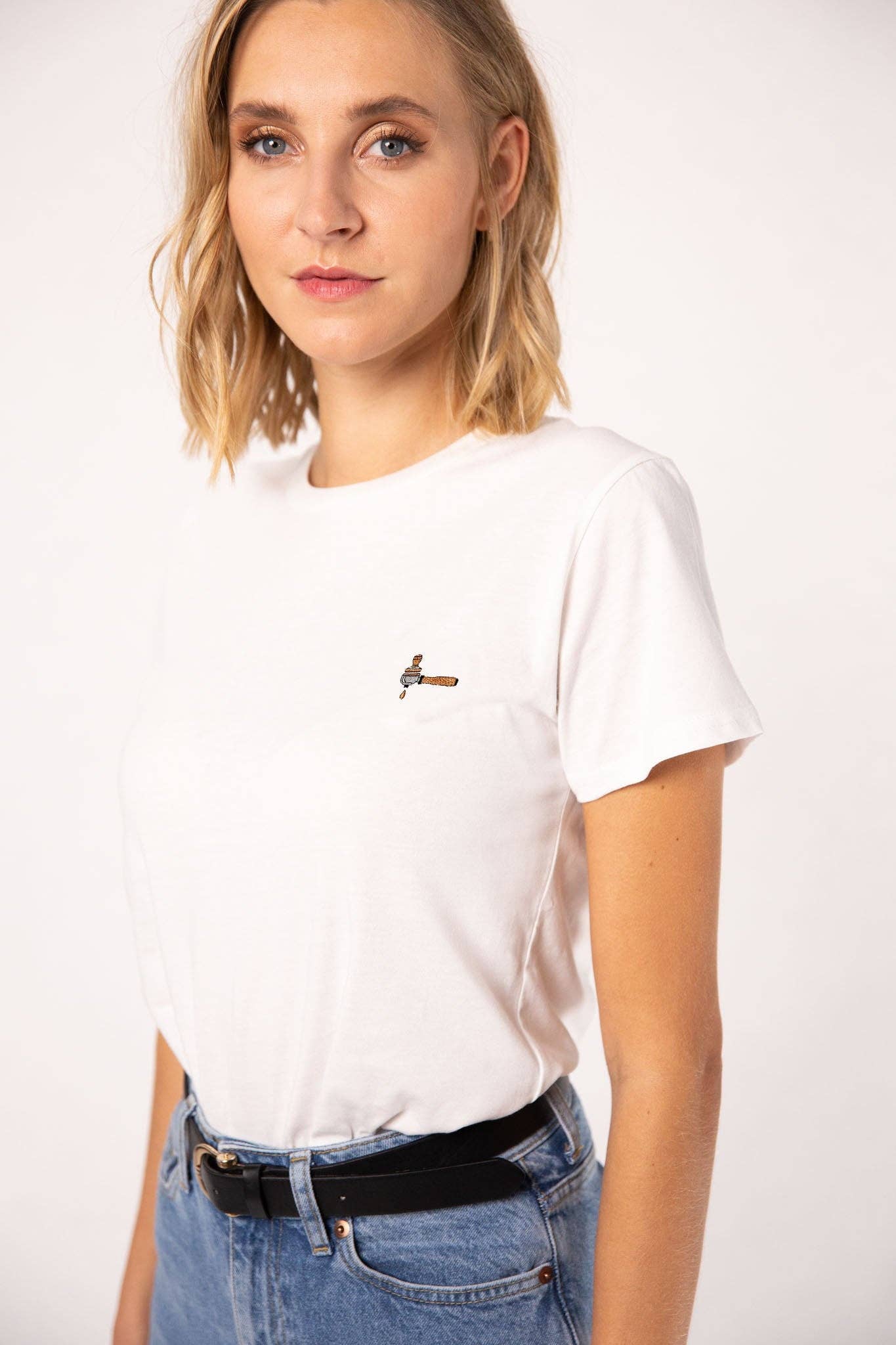 Fashion Drinks - Wholesale T-Shirt - Women's - Portafilter & Tamper | Embroidered organic cotton women t-shirt5
