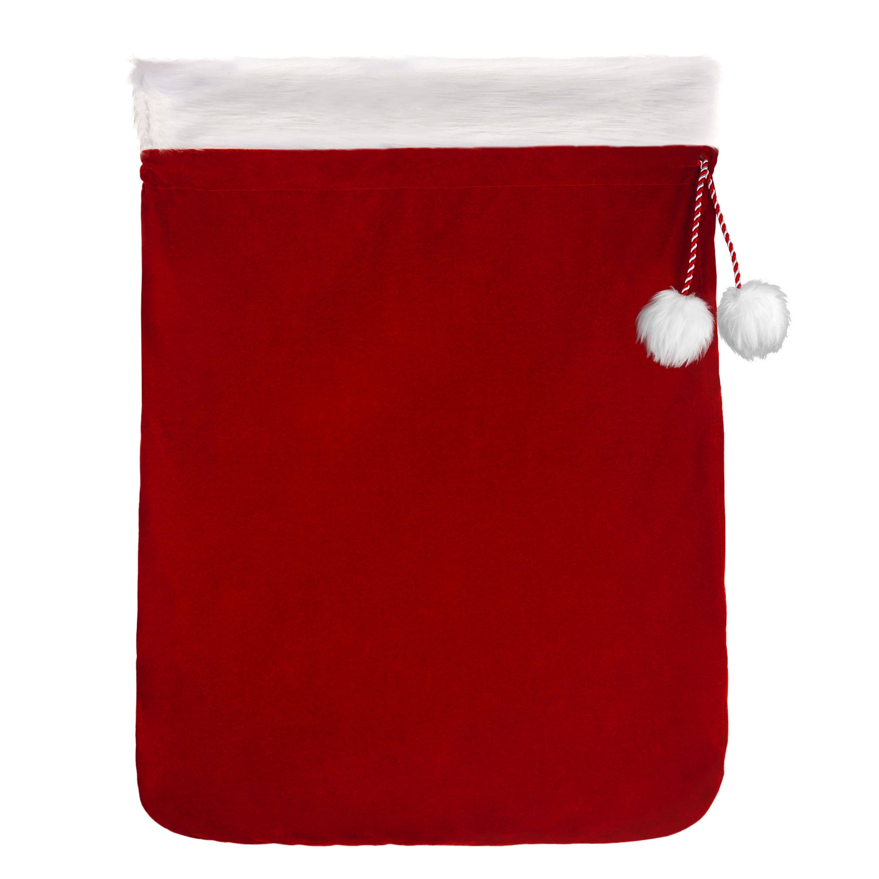 Haute Decor - Wholesale Christmas Decoration - Deluxe Red and White Christmas Santa Bag with Fur Cuff 28-in1