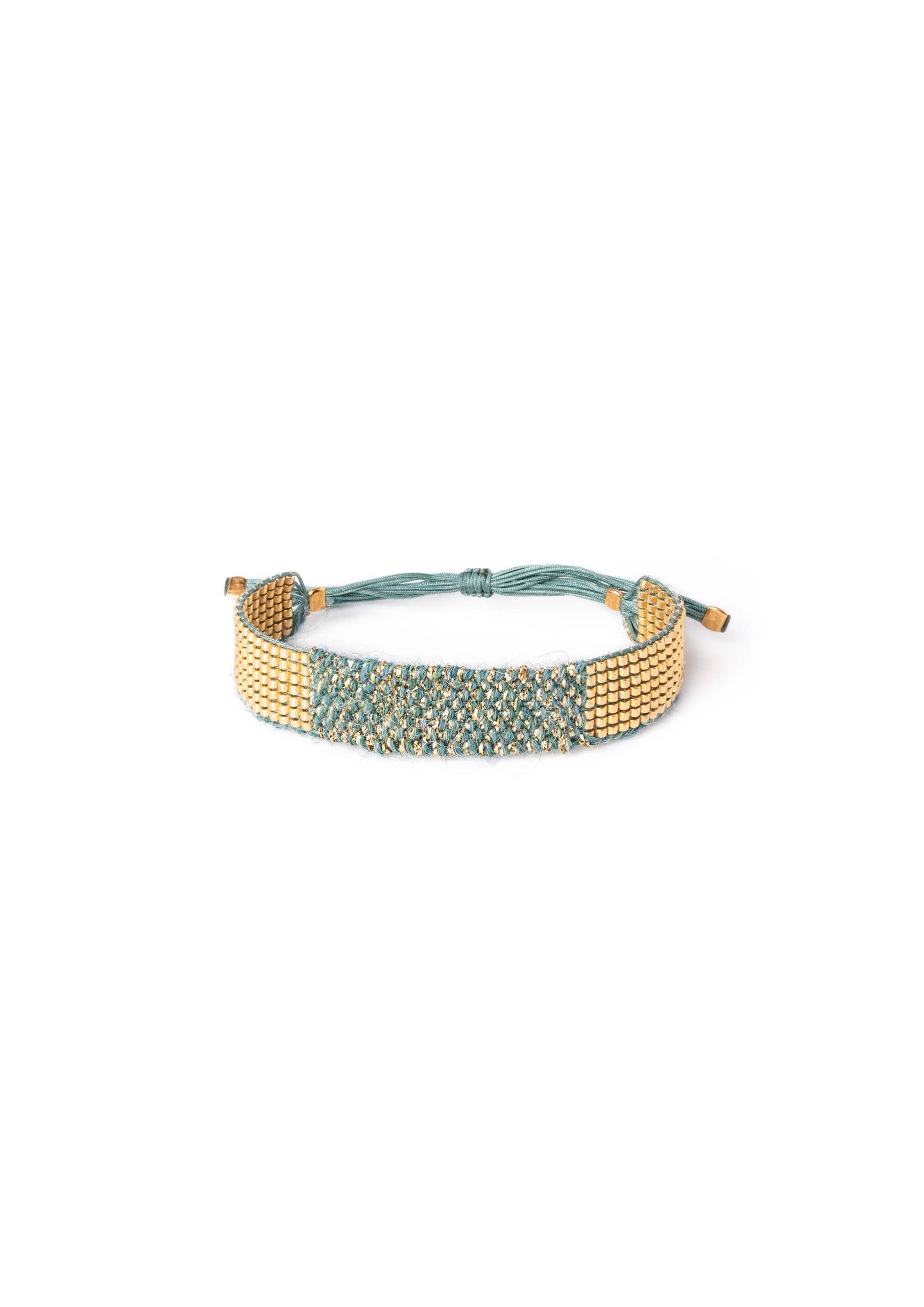 Maison Plune – wholesale Pärlarmband – Tweed justerbart armband med 7 rader av guldfärgade miyuki-pärlor0