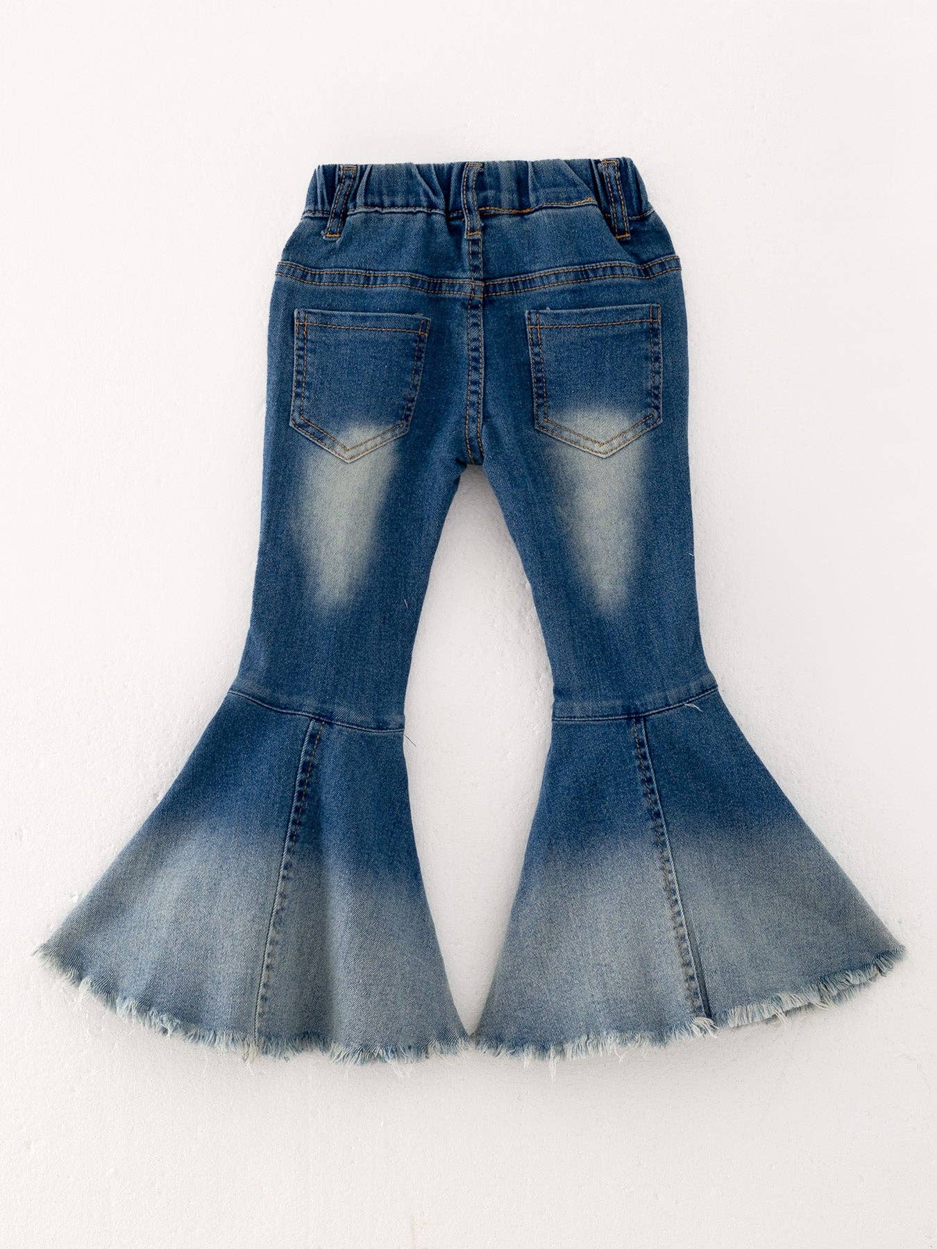 Rylee Faith Designs - Vente Jean – enfant - Pantalon en jean à bas évasé à couche serrée et élastique1
