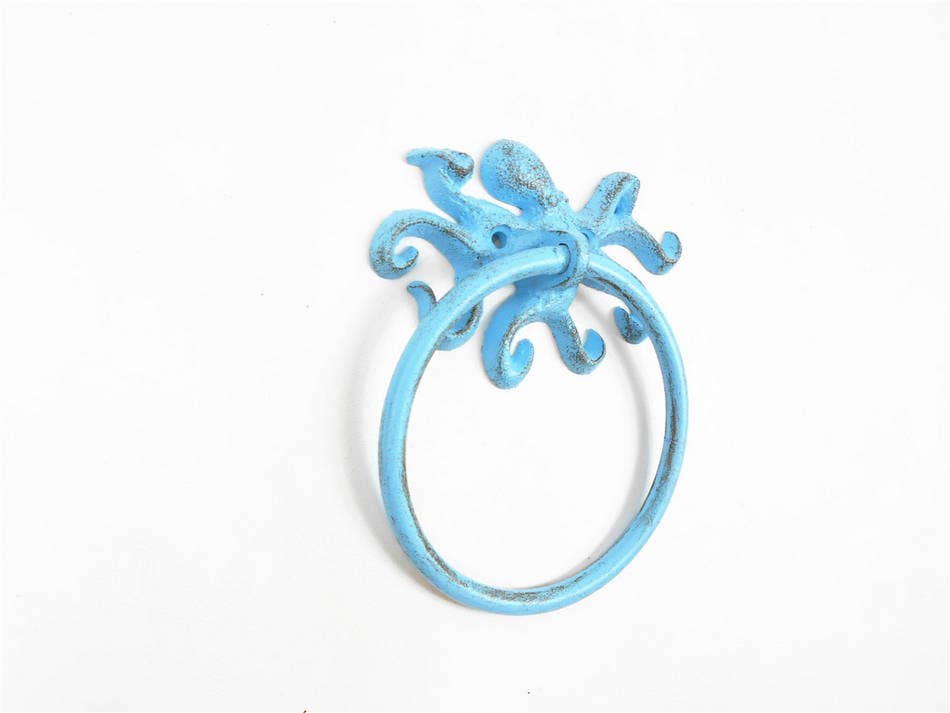 Hampton Nautical – Großhandel Handtuchhalter/-aufhänger – Rustikaler Handtuchhalter aus Gusseisen, hellblau3