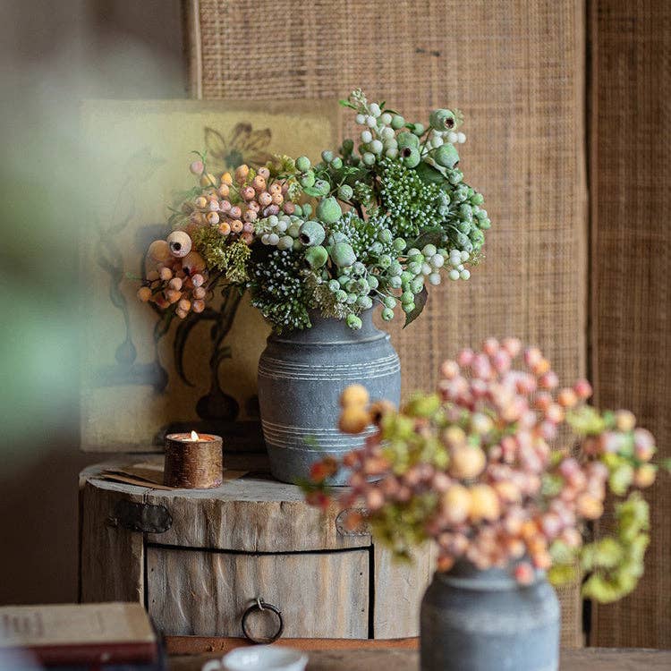 Rustic Reach - Wholesale Artificial Plant - Blueberry & Greenery Bunch 13" Tall6