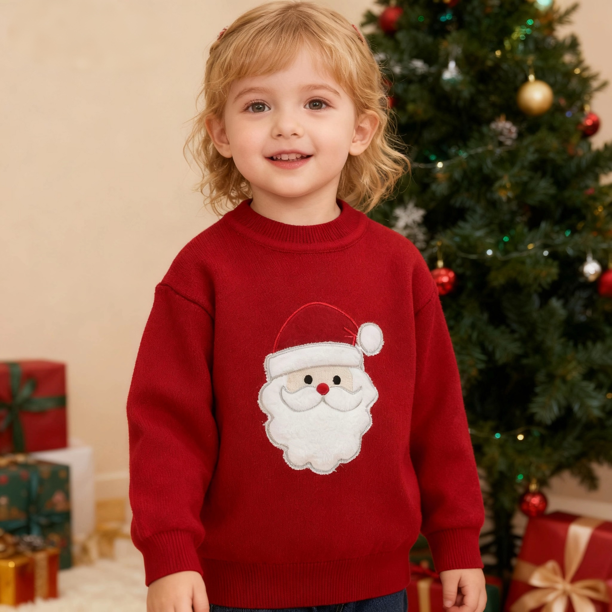 Lil Cactus - Wholesale Knit Sweater - Kids - Red Santa Christmas Sweater8