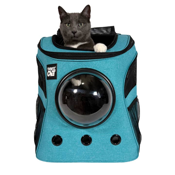 "The Fat Cat" Cat Backpack in Aqua - For Larger Cats for wholesale by Travel Cat Wholesale