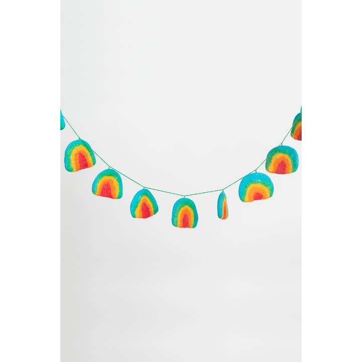 Lakhays Collection Inc. - Wholesale Bunting/Garland - Handmade Wool Rainbow Felt Tassel Garland Decoration