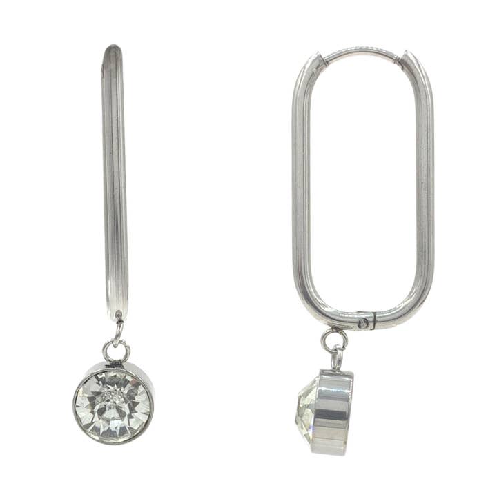 Runde, runde, silberne, ovale Hoops aus Edelstahl, 15 mm für den Großhandel von Nisso & Co. NYC Jewelry Wholesale