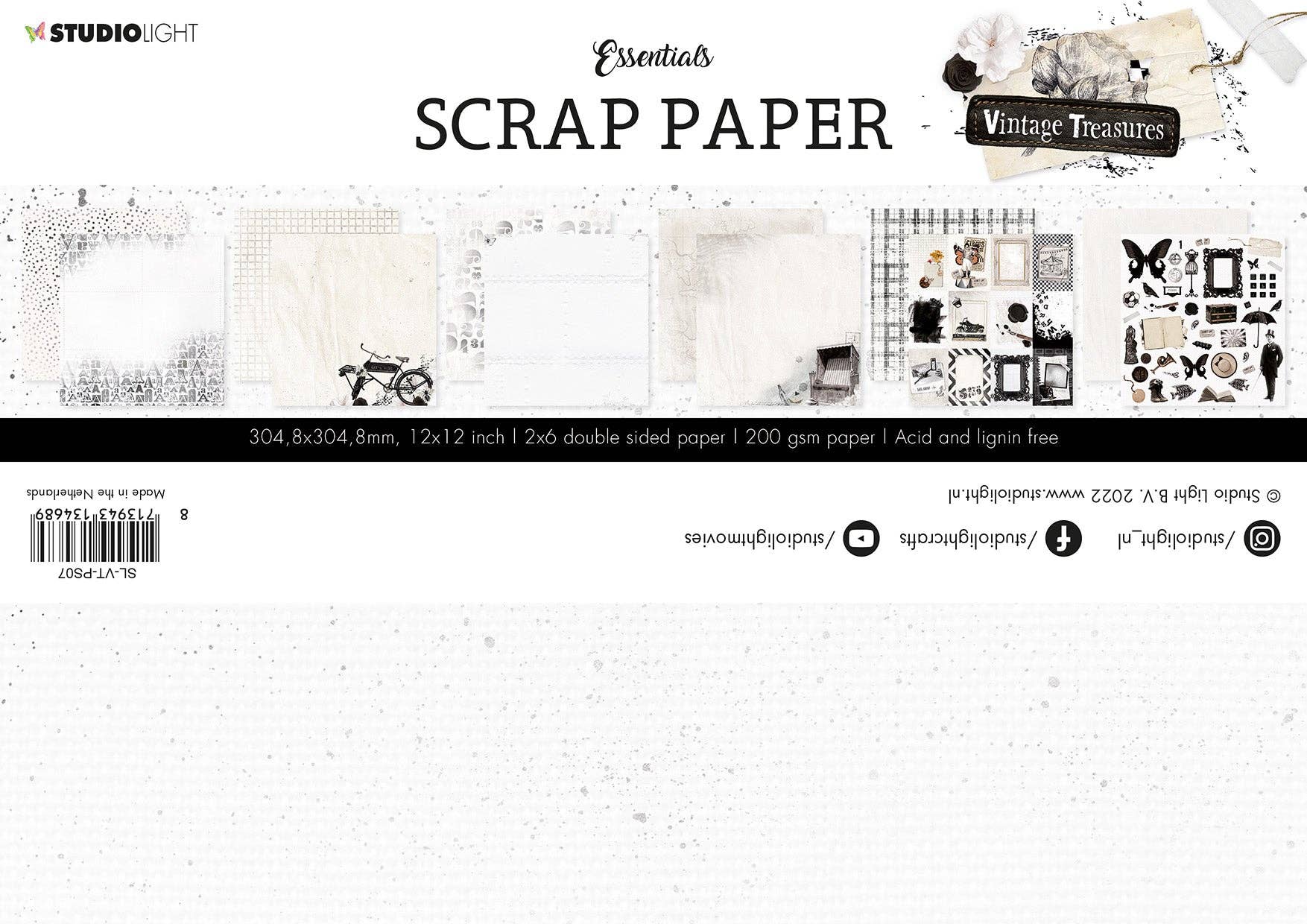 Ecstasy Crafts Distributing - Wholesale Scrapbook - SL Paperset Background Paper Vintage Treasures 304.8x304.8x0.5mm 12 SH nr.0713