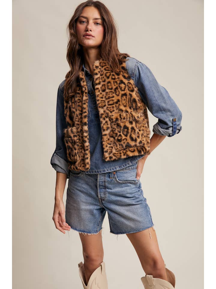 Listicle - Wholesale Outerwear Vest - Women's - Faux Fur Leopard Vest10