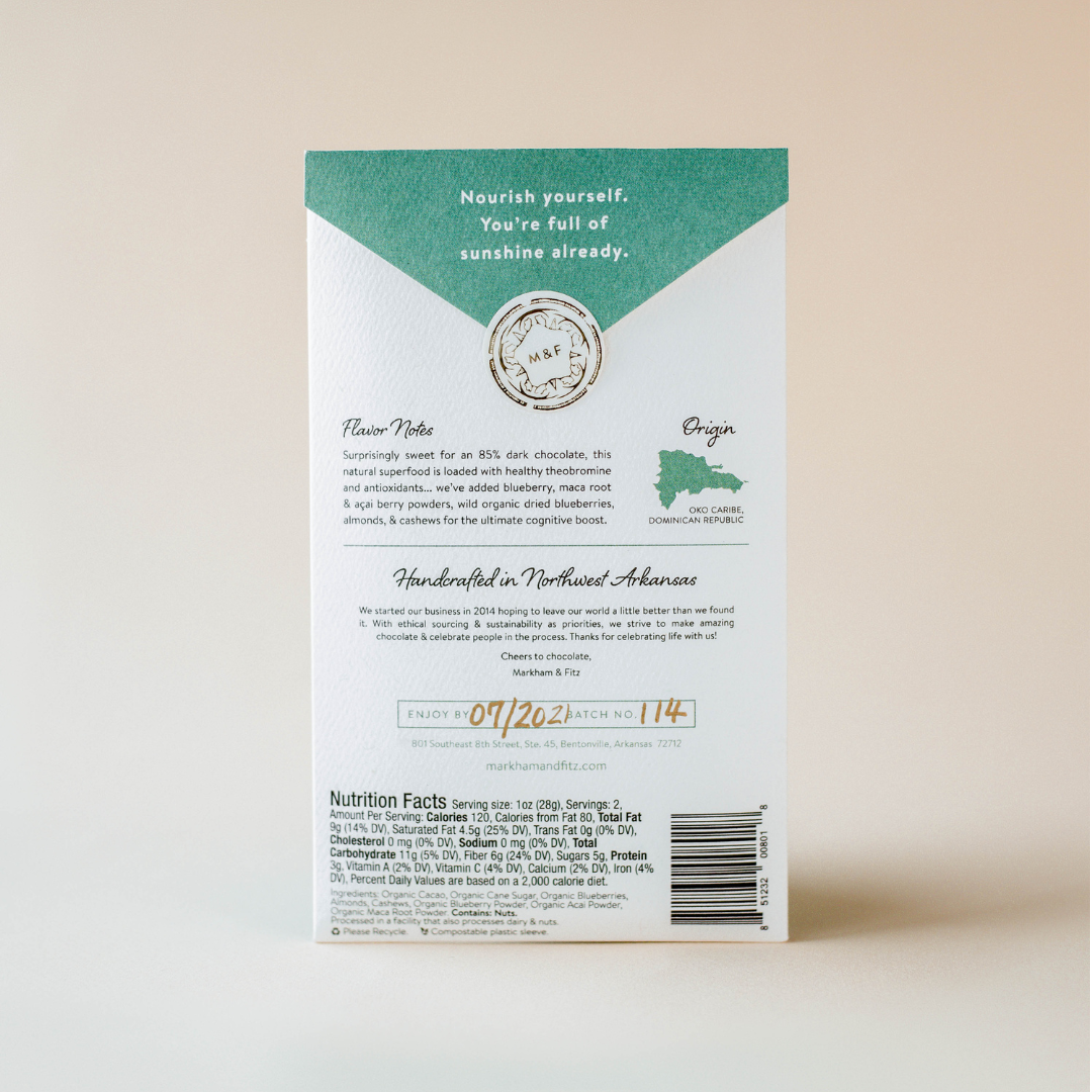 Markham & Fitz Chocolate - Wholesale Chocolate Bar - Brain Food Dark Chocolate Bar2