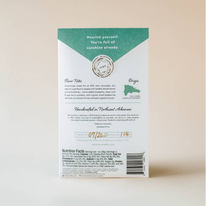 Markham & Fitz Chocolate - Wholesale Chocolate bar - Brain Food Dark Chocolate Bar2