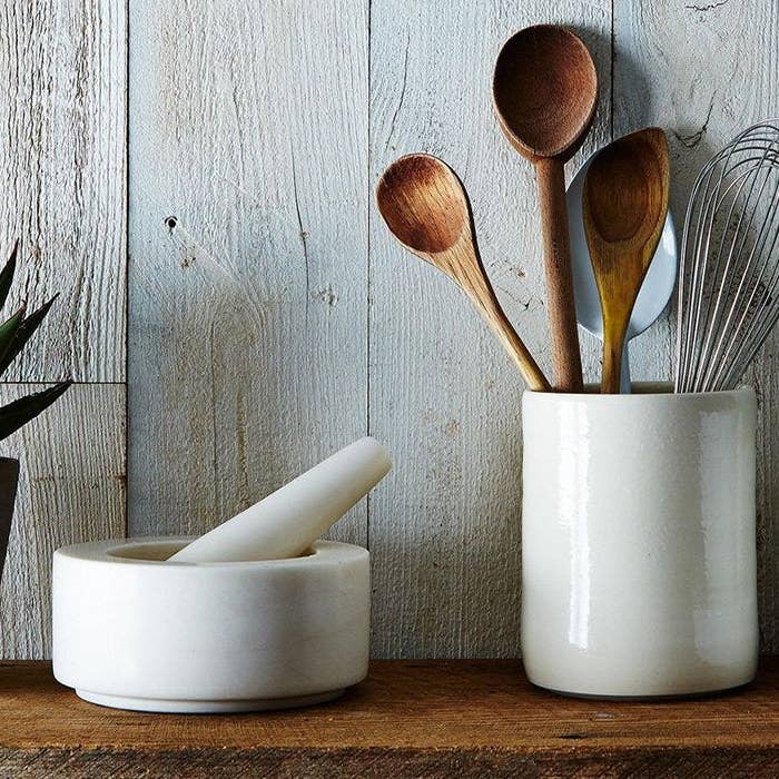 Stuck in the Mud Pottery - Wholesale Utensil Holder - Large Ceramic Utensil Holder - White1